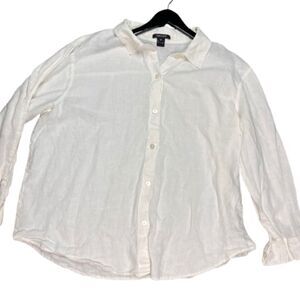 Karen Kane 100% Linen White Long Sleeve Button Down Shirt Women’s 2X